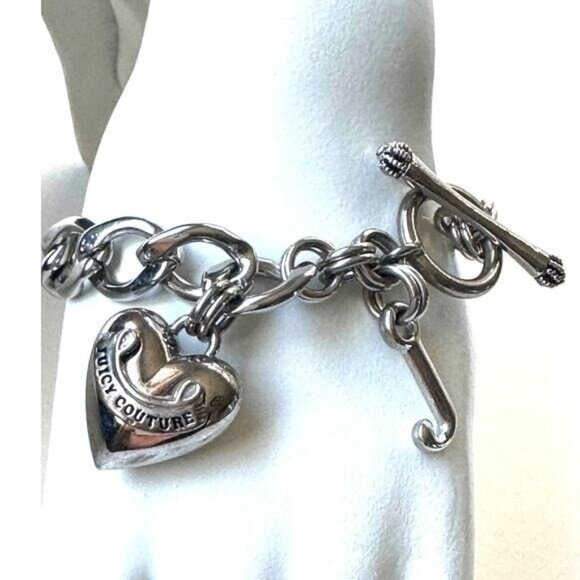 Juicy Couture Jewelry - ✨ Vintage Juicy Couture Silver Tone Puff Heart Chunky Chain Link Bracelet